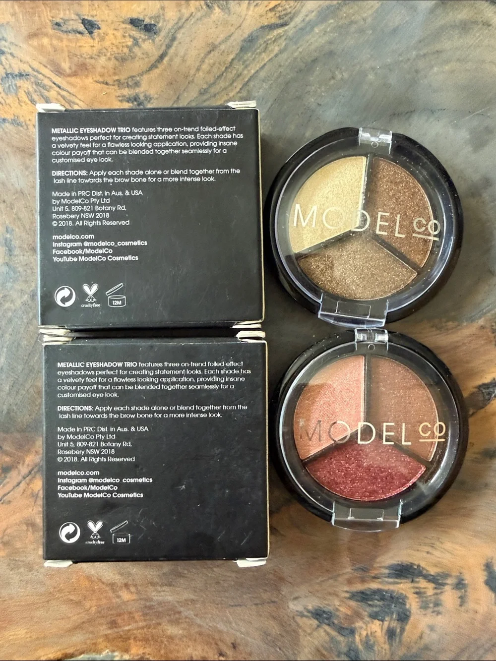 ModelCo Women Metallic Eyeshadow Trio - Gold, Bronze & Rose. Set of 2, unopened.